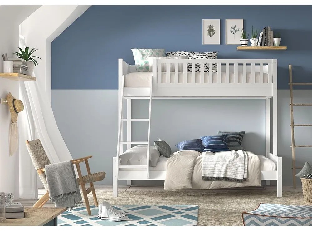 Бяло двуетажно легло за деца 140x200/90x200 cm Scott - Vipack