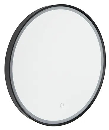 Огледало за баня черно 50 см с LED 3-степенно димиране с докосване кръгло - Miral
