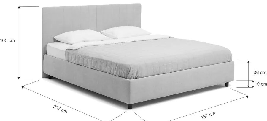 Синьо тапицирано двойно легло с място за съхранение и включена подматрачна рамка 180x200 cm Myra Slim Line – Bonami Selection