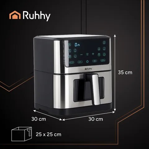 Фритюрник с горещ въздух Air Fryer Ruhhy 8L — Безмаслен фритюрник с 10 програми и LED сензорен екран