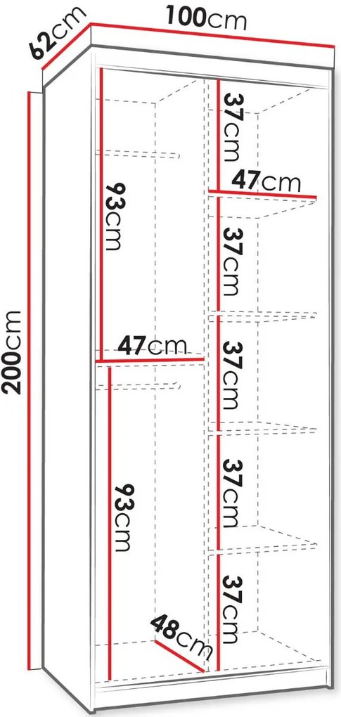 Гардероб Selfie 100 плъзгащ-Фусико