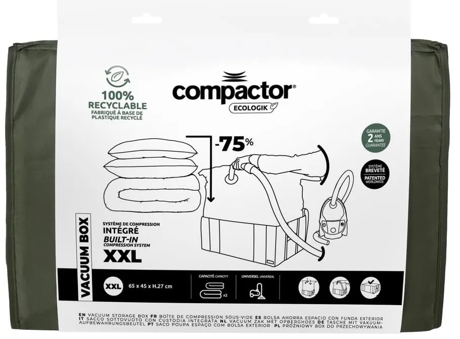 Вакуумна текстилна кутия за съхранение на дрехи 65x45x27 cm Ecologik – Compactor
