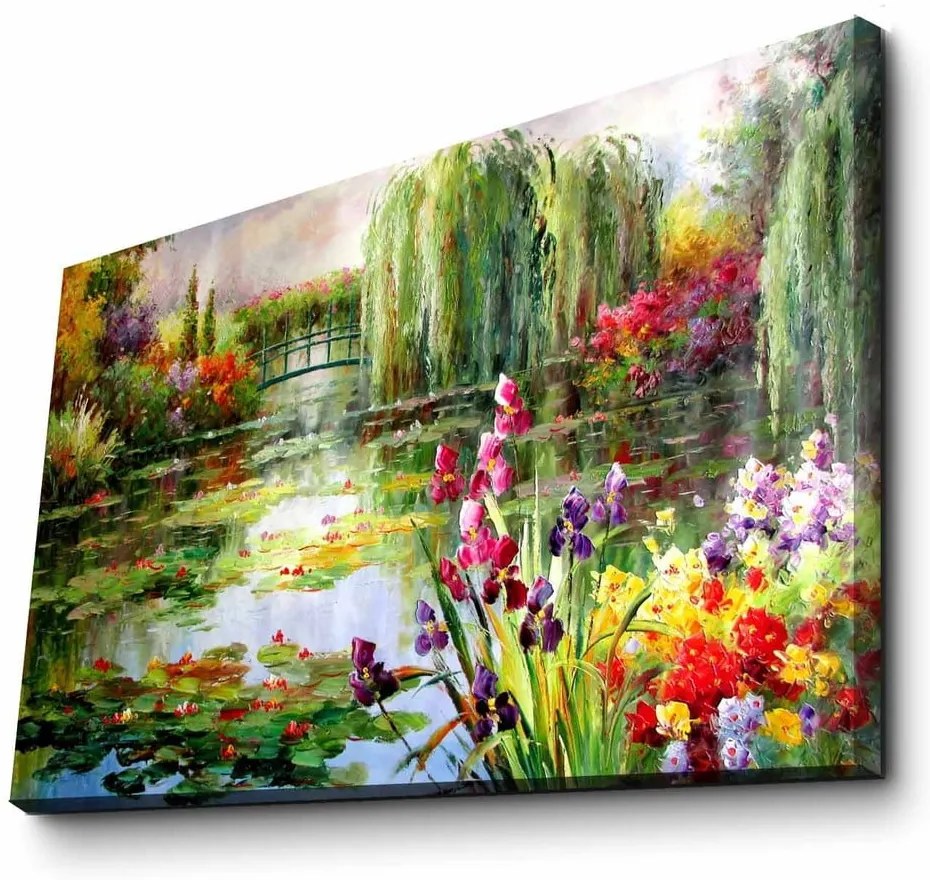 Картина за стена върху платно Импресионистична градина, 70 x 45 cm - Wallity