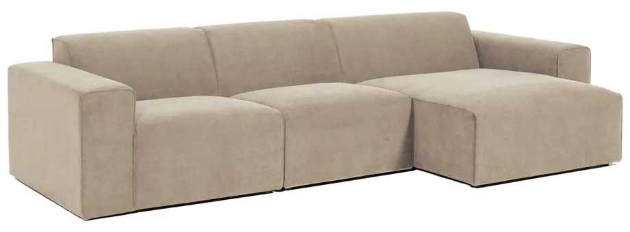 Бежов ъглов диван от велур (десен ъгъл) Sting - Scandic