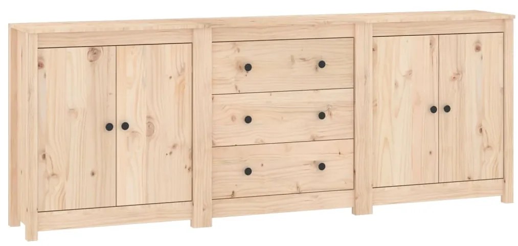 3114069 vidaXL Сайдборд, сив, 210x35x80 см, бор масив