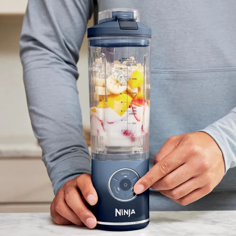 Преносим блендер Ninja Blast Max BC251EUNV, 14.4W, 11.1V, 570 мл, 19000 об/мин, Трошене на лед, До 25 цикъла, Без BPA, Син