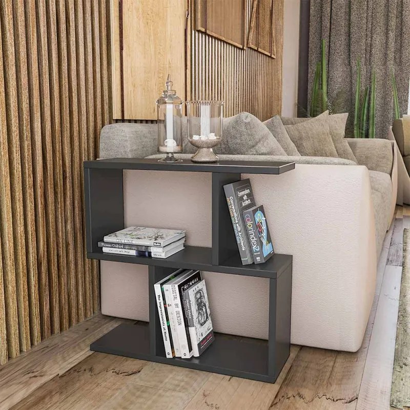 Конзола Kalune Design 854KLN2805, 60х60 см, 3 нива, Меламиново покритие, Черен