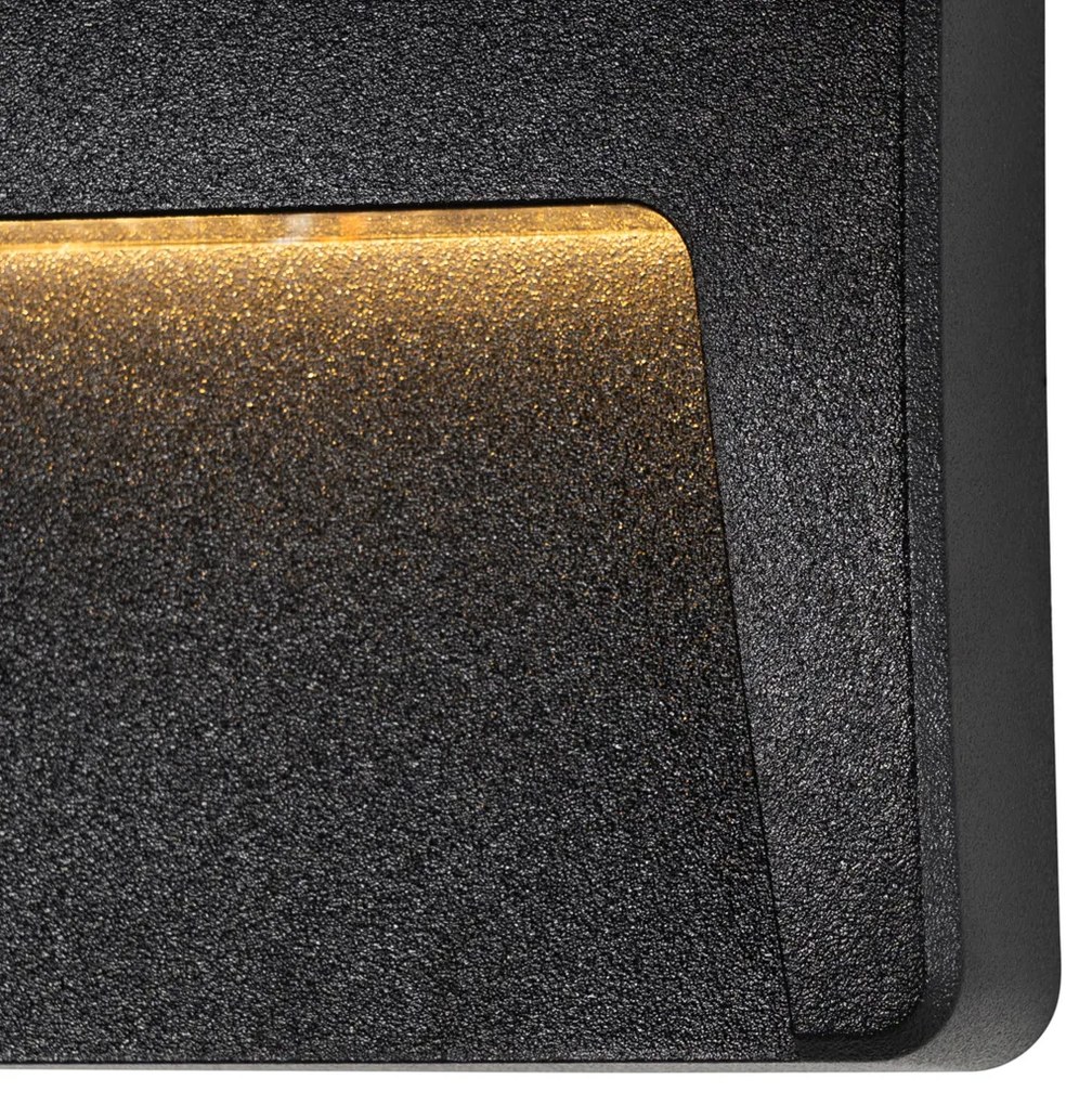 Комплект от 6 външни стенни лампи черни квадратни с LED IP65 - Gem