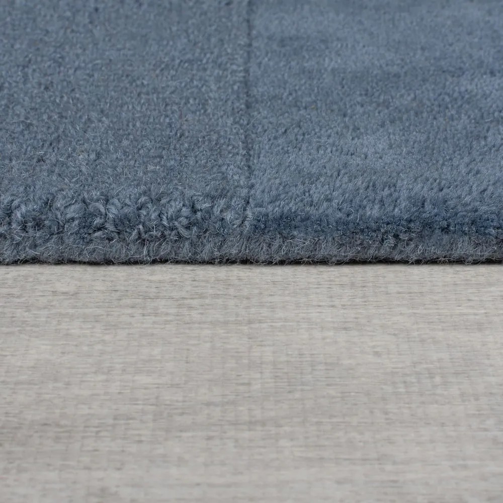 Тъмносин ръчно изработен вълнен килим 200x290 cm Checkerboard – Flair Rugs