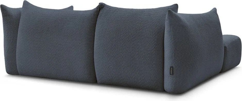 Тъмносин ъглов диван от прежда с примки от букле (ляв ъгъл) Azra – Bobochic Paris