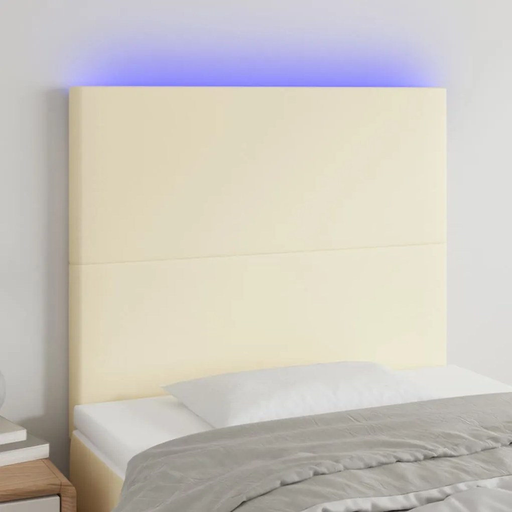 3122224 vidaXL LED горна табла за легло, кремава, 90x5x118/128 см