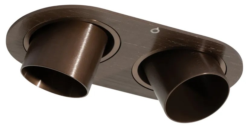 Кръгъл вграден прожектор тъмен бронз GU10 35mm накланящ се 2-светлинен - Installa