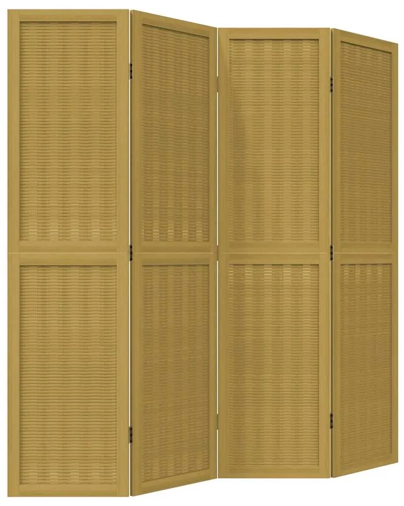 358817 vidaXL Разделител за стая, 4 панела, кафяв, дърво пауловния масив