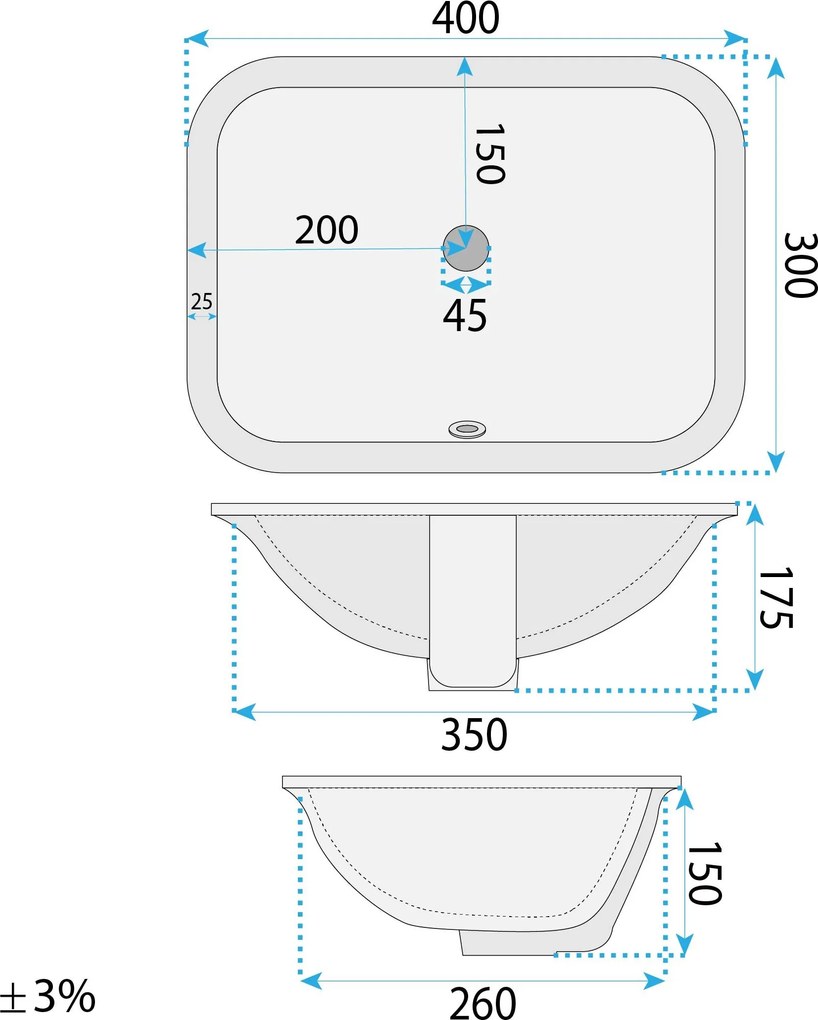Умивалник за вграждане Rea Anabel 40