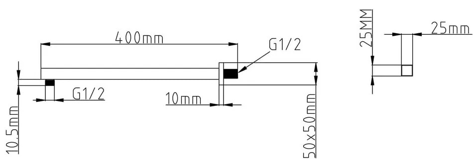Матово черна месингова част за свързване към душ – Sapho