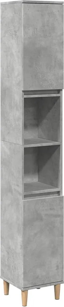 857101 vidaXL Шкаф за баня, бетонно сив, 30x30x190 см, инженерно дърво