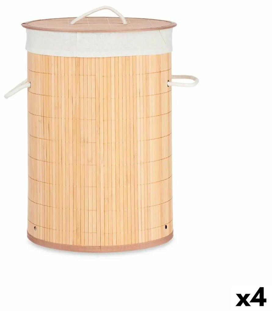 Кош за Мръсни Дрехи Естествен Метал Бамбук Дървен MDF 48 L 37 x 50 x 37 cm (4 броя)