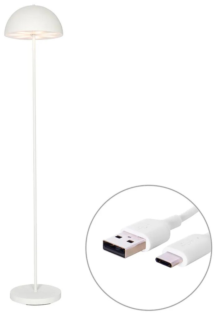 Подова лампа за външен монтаж бяла презареждаема с 3-степенна димираща функция - Keira