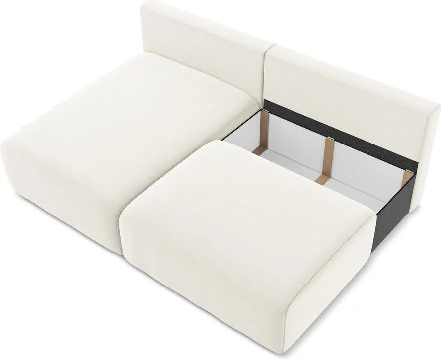 Кремав кадифен сгъваем/с място за съхранение ъглов диван (ляв ъгъл) Kalena – Makamii