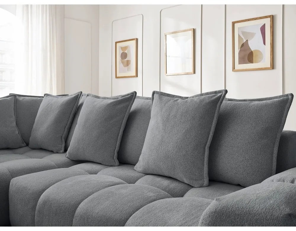 Тъмносив шенилов сгъваем/с място за съхранение ъглов диван (ляв ъгъл/L форма) Everest – Bobochic Paris