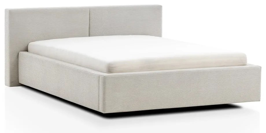 Бежово двойно легло 180x200 cm тапицирано с място за съхранение с включена подматрачна рамка Cube – Meise Möbel