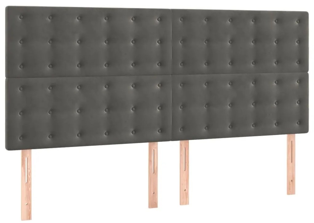 3116827 vidaXL Горни табли за легло, 4 бр, тъмносиви, 90x5x78/88 см кадифе