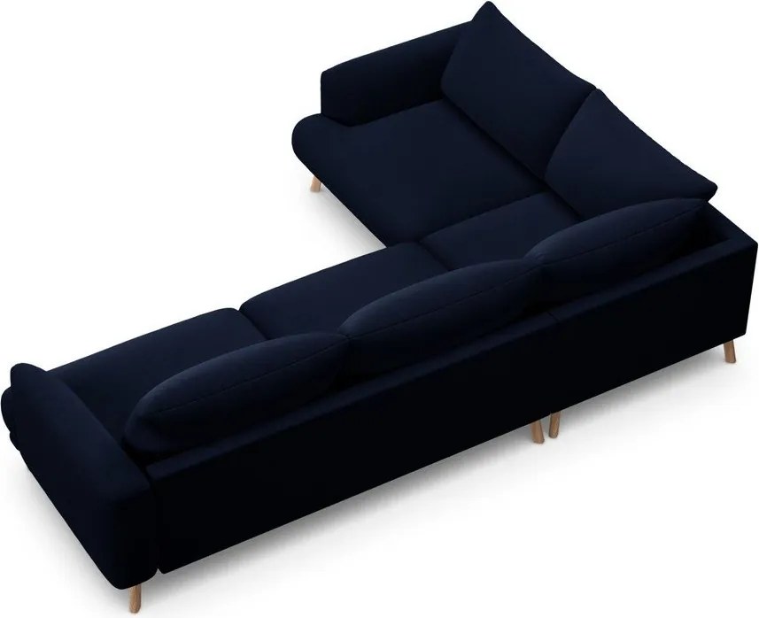 Тъмносин кадифен ъглов диван (ляв ъгъл/L форма) Naomi – Micadoni