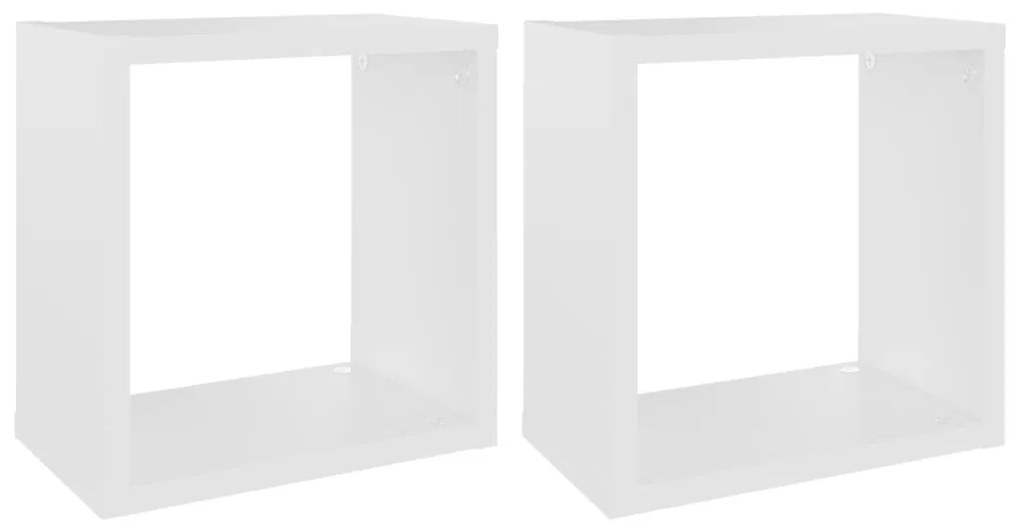 807025 vidaXL Стенни кубични рафтове, 2 бр, бели, 26x15x26 см