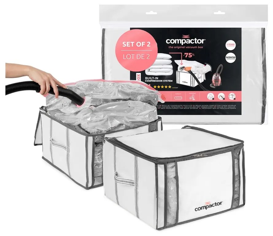 Вакуумни подсилени текстилни кутии за съхранение на дрехи в комплект 2 бр. 42x25x25 cm Life – Compactor