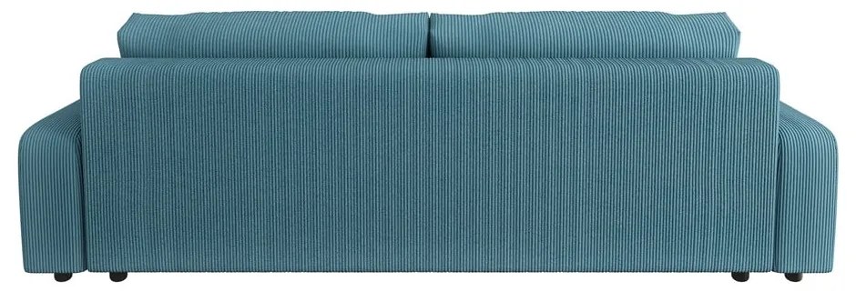 Тюркоазен разтегателен диван с място за съхранение от рипсено кадифе 234 cm Sara – Ropez