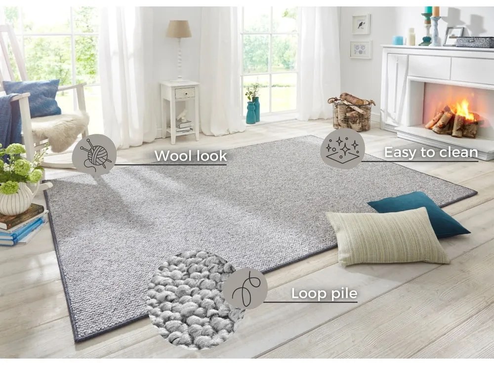 Сив килим 80x150 cm Wolly – BT Carpet