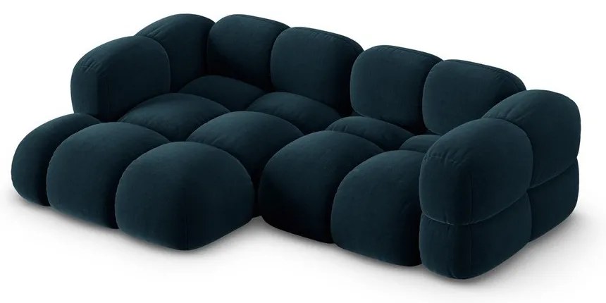 Тъмносин кадифен ъглов диван (ляв ъгъл) Loretto – Cosmopolitan Design