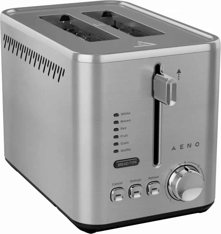Тостер за хляб AENO ATS0003, 950W, 6 вида хляб, 7 нива на изпичане, Подгряване, Размразяване, LED, Инокс