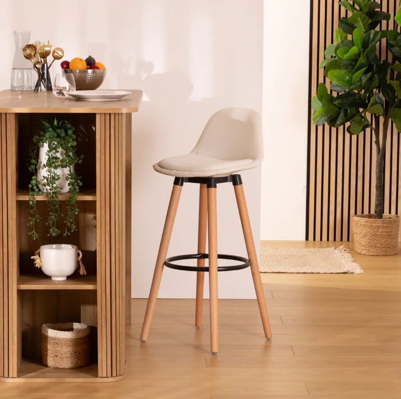 Бар стол atmosphera Maxon, Текстил - Бял