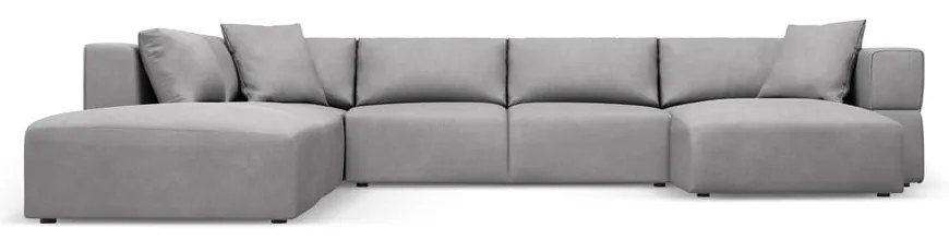 Светлосив ъглов U-образен диван, ляв ъгъл Esther – Milo Casa