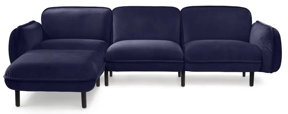 Тъмносин кадифен диван Bean - EMKO