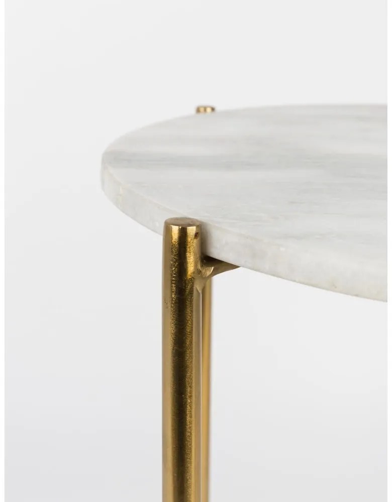 Бяла масичка за кафе с мраморен плот Timpa - White Label