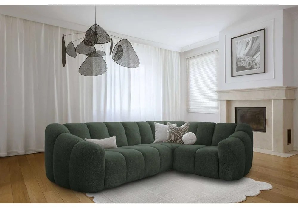 Тъмнозелен ъглов диван (десен ъгъл/L форма) Shell – Miuform