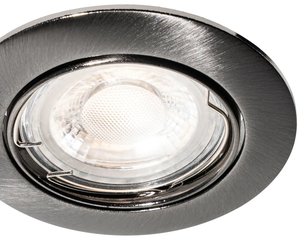 Set van 6 moderne inbouwspots gunmetal GU10 50mm rond kantelbaar - Edu