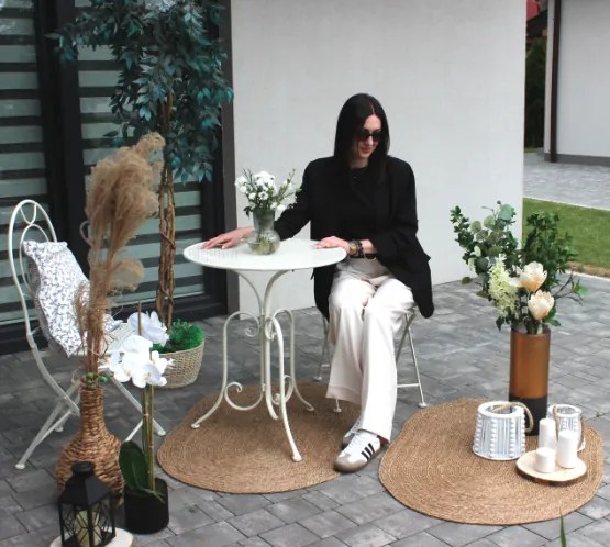 Метални градински мебели винтидж - градински комплект маса и 2 стола в бяло