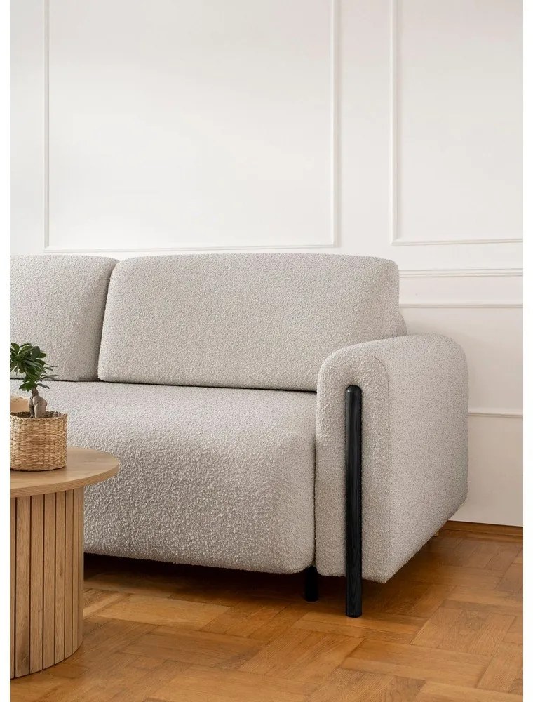 Сиво-бежов разтегателен диван с място за съхранение от букле 244 cm Arcadova – ELTAP