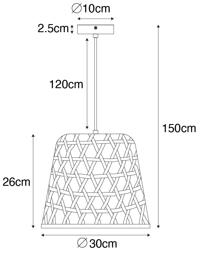 Ориенталски висящ аплик черен с бамбук - Rayan