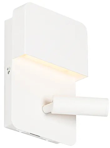 Стенна лампа бяла с LED с USB и лампа за четене с превключвател - Robin