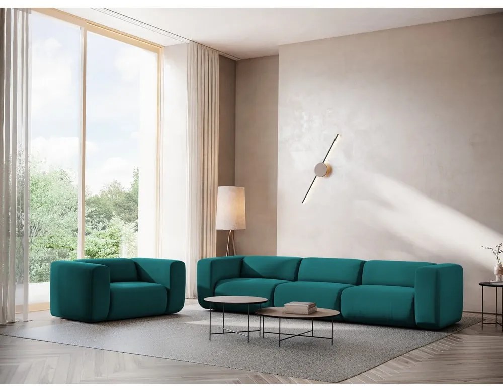 Тюркоазен кадифен диван 319 cm Ekahi – Makamii