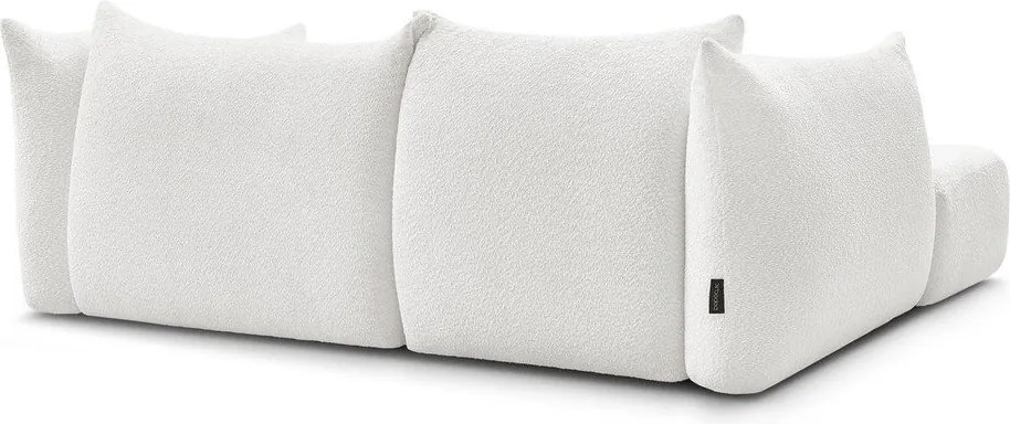 Бял ъглов диван от прежда с примки от букле (ляв ъгъл) Azra – Bobochic Paris