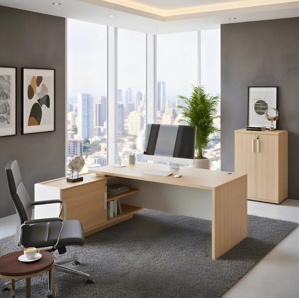 Ъглово бюро Marbrand-Left-Sonoma-Leuko-Дължина:200cm