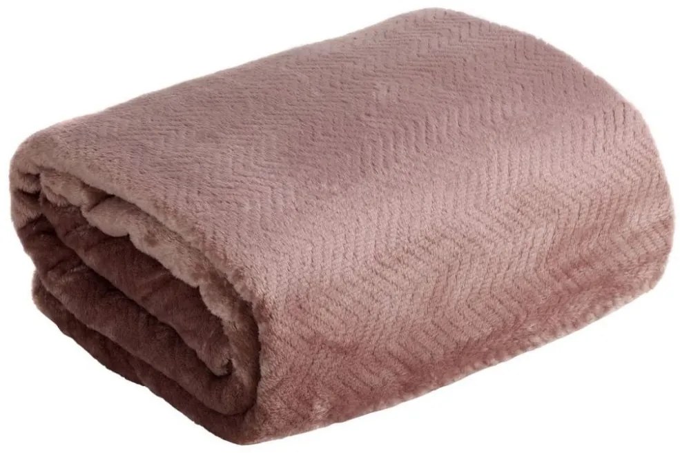 Плюшено одеяло с релефен модел антично розово Ширина: 200 см | Дължина: 220 см
