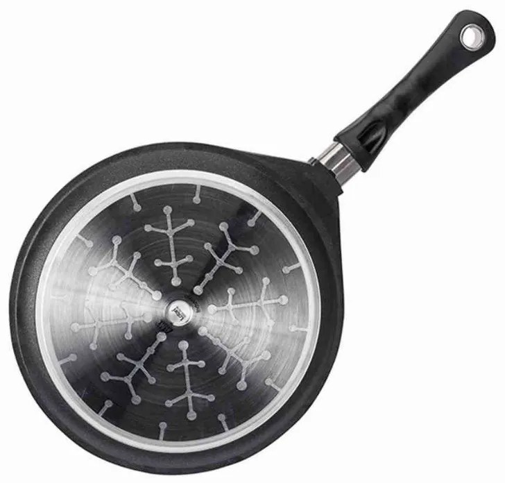 Тиган за палачинки AMT Gastroguss 128, 28 см, Алуминиева отливка, Незалепващо покритие Lotan®, До 240°C, Черен