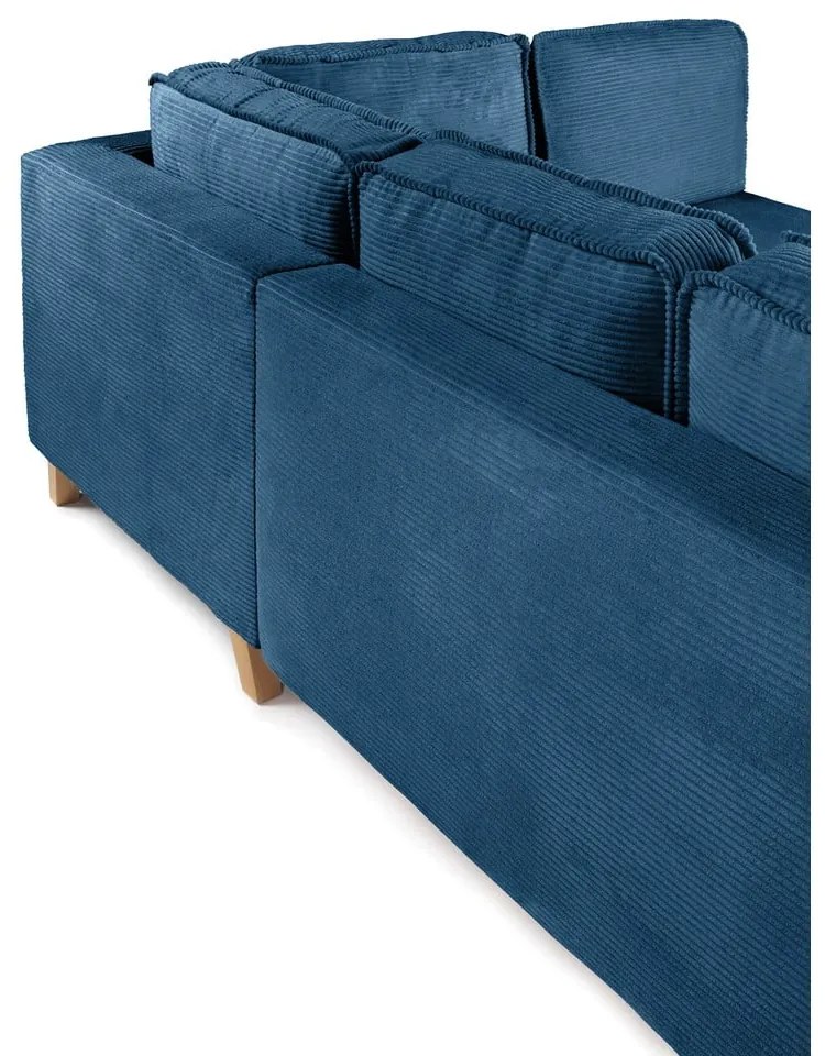Син сгъваем ъглов диван от рипсено кадифе (десен ъгъл) Tori – Bonami Selection