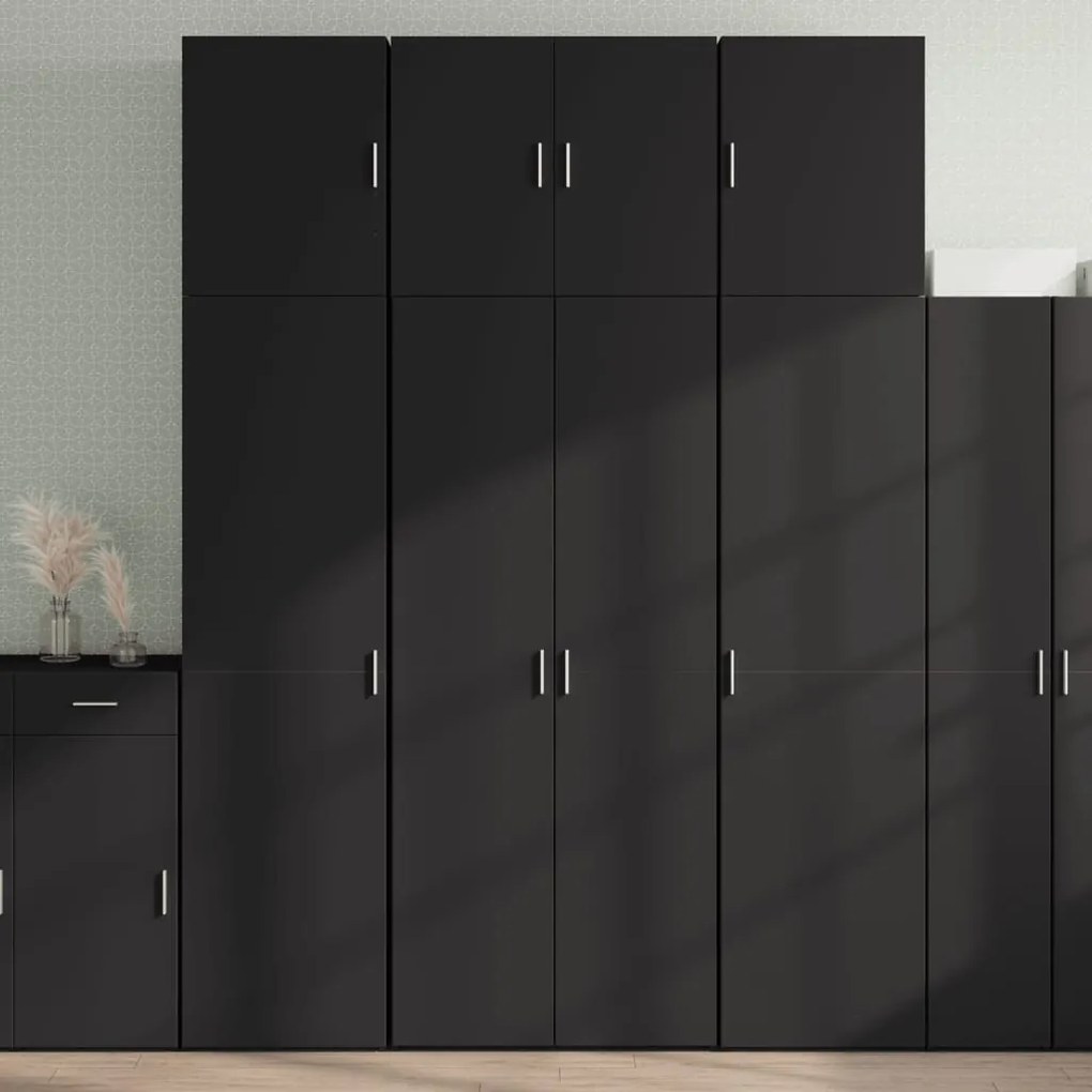 Sonata H Висок шкаф, черен, 80x42,5x249 см, инженерно дърво